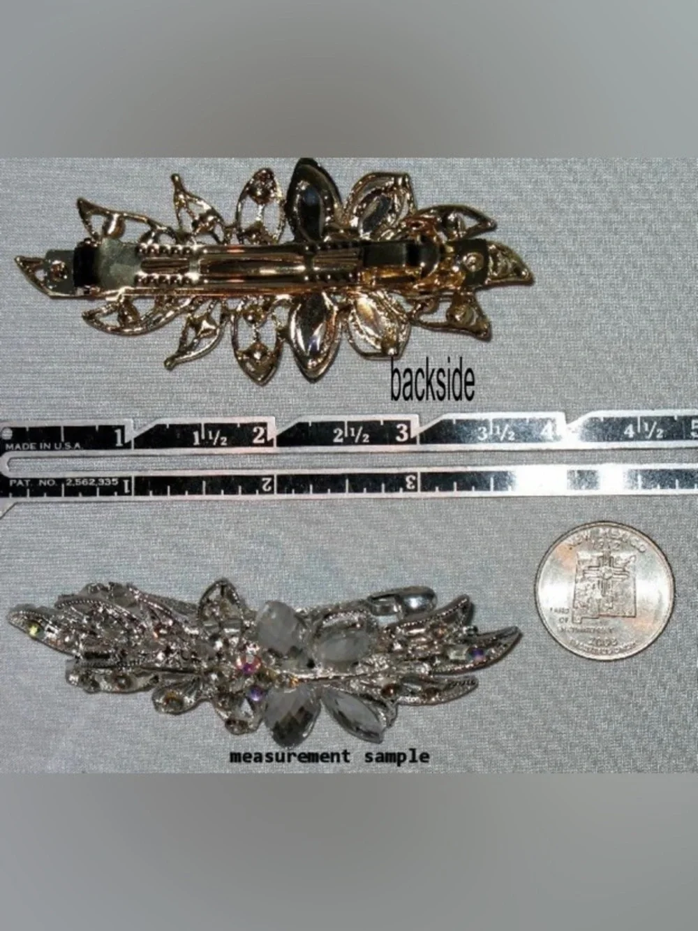 New 3 Barrettes Faux Pearls & Crystals Hair Clips Set